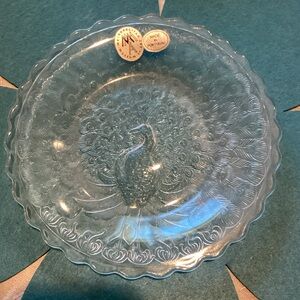 Clear Glass Peacock Plate